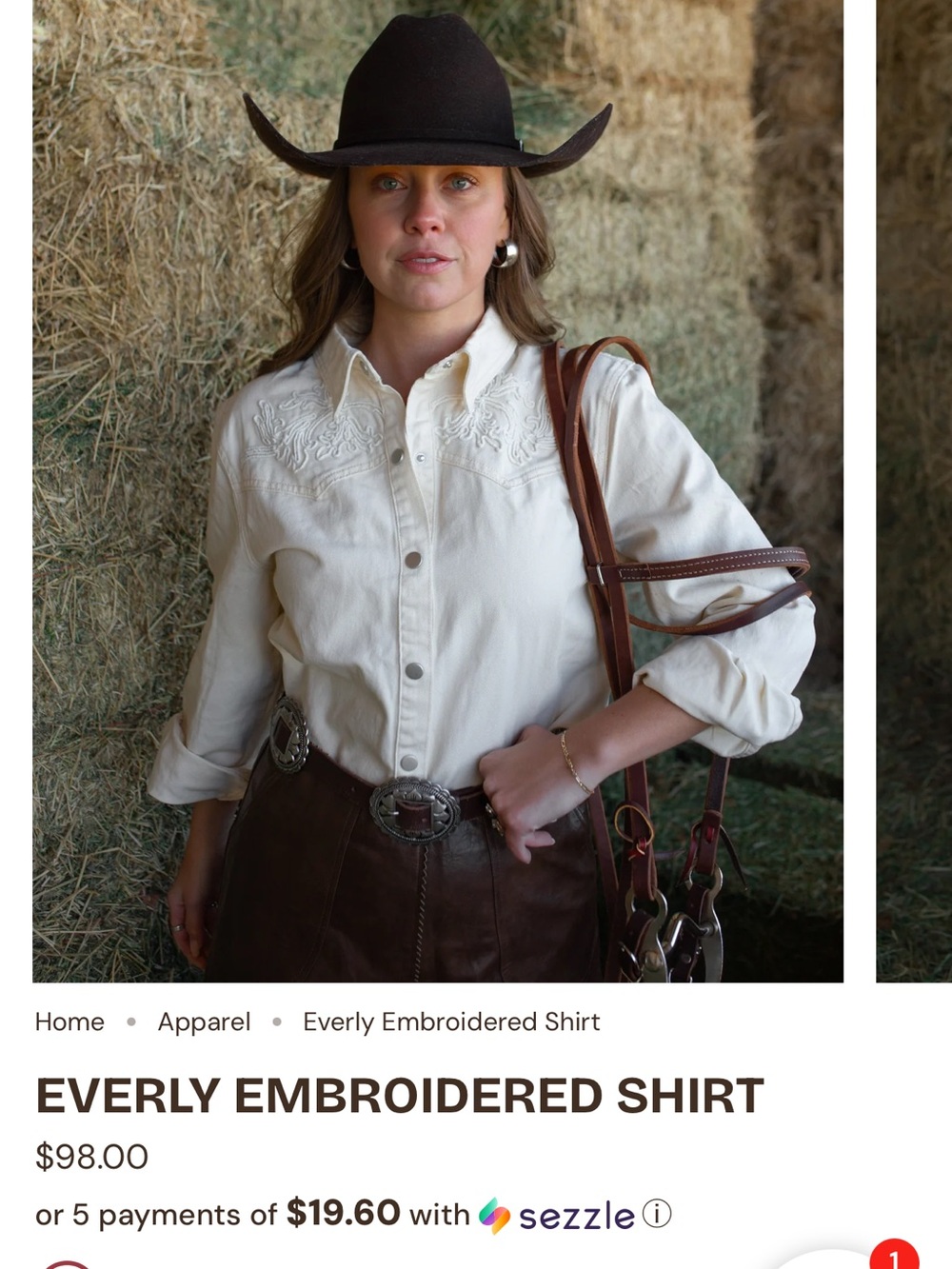 Everly Cream Embroidered Western Snap-Front Shirt